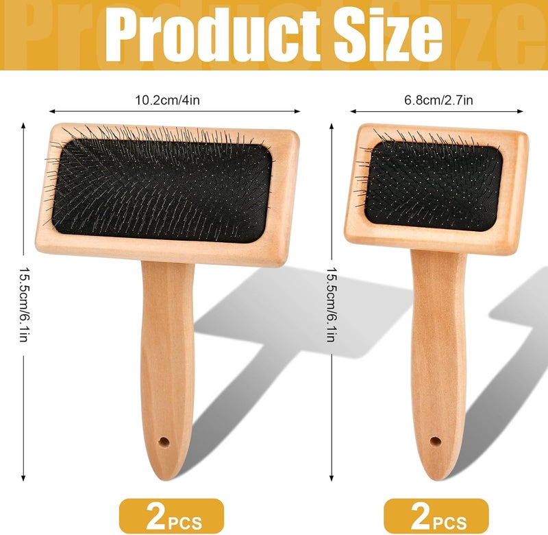 Lainballow 4 PCS Wool Carders, Wooden Hand Carders for Wool, Needle Felting Brush, Slicker Brush with Solid Wood Handle for Craft Felt Project, Dogs, Cat - Image 2